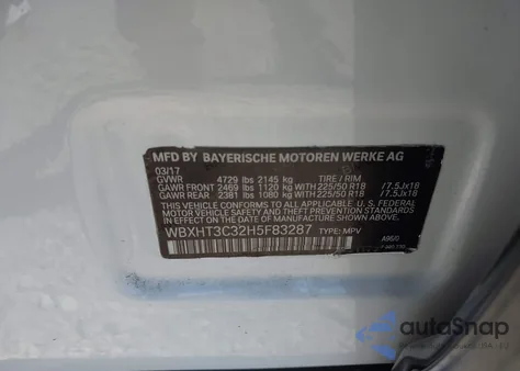 2017 BMW X1 xDrive28I from USA, damaged, VIN WBXHT3C32H5F83287